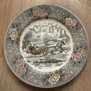 Vintage N. Currier by Adams The Road Winter 10.5 Inches Dinner Plate